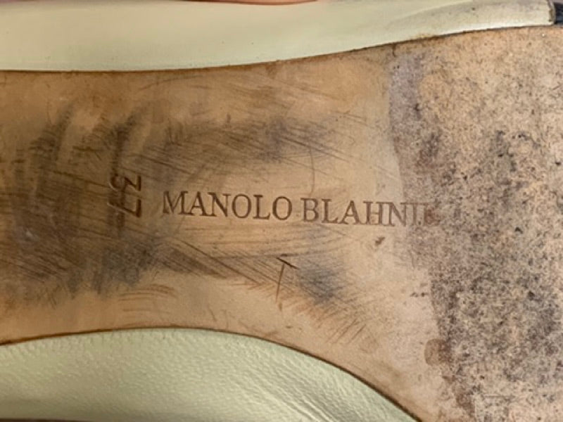 MANOLO BLAHNIK 37號 復古色塊高跟鞋 保證正品