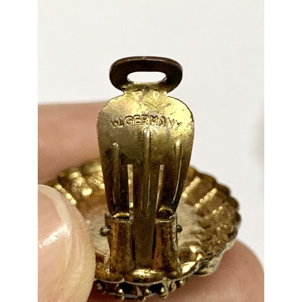 WESTERN GERMENY 西德 金色古董仕女浮雕 夾式耳環 w. Germany vintage