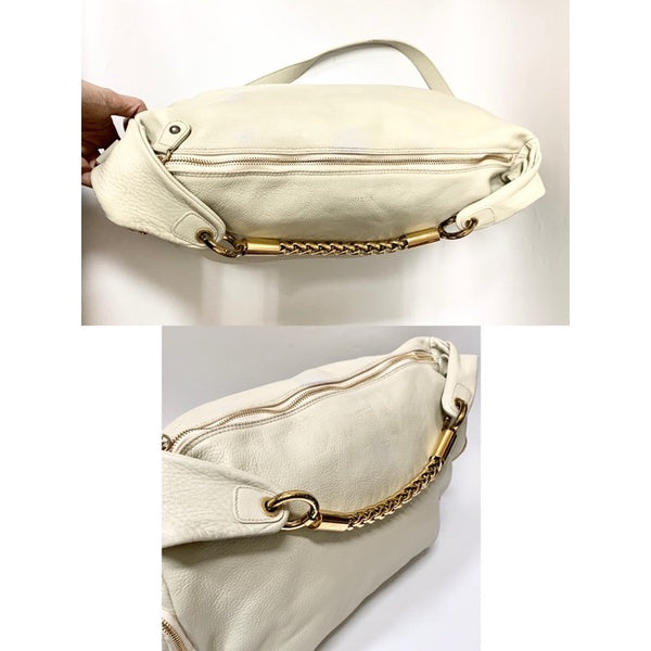 FURLA 全白金鍊 真皮包 保證正品