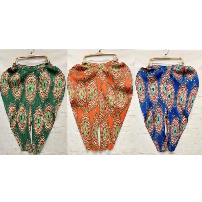 E-FONG 皺摺 印花 彈性伸縮 成套 有袖 圖騰 全新品 三宅 PP