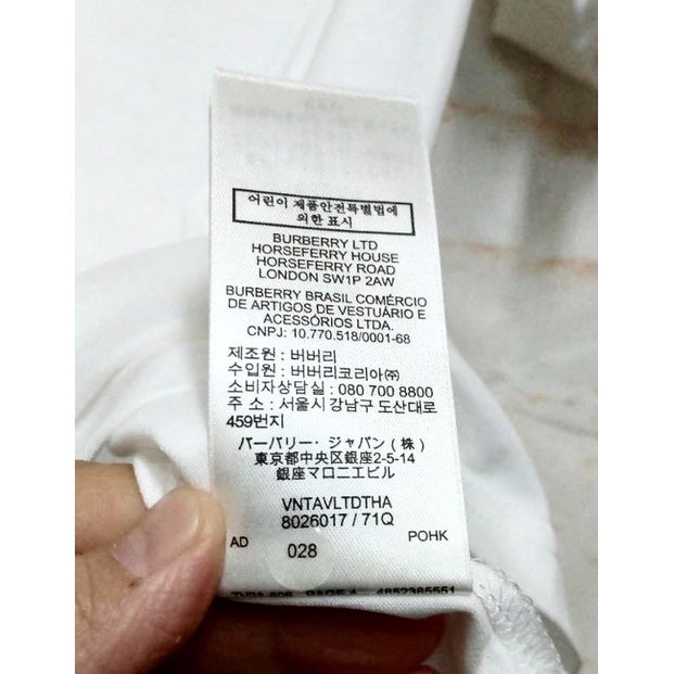 BURBERRY 白棉T黑logo 8026017保證正品