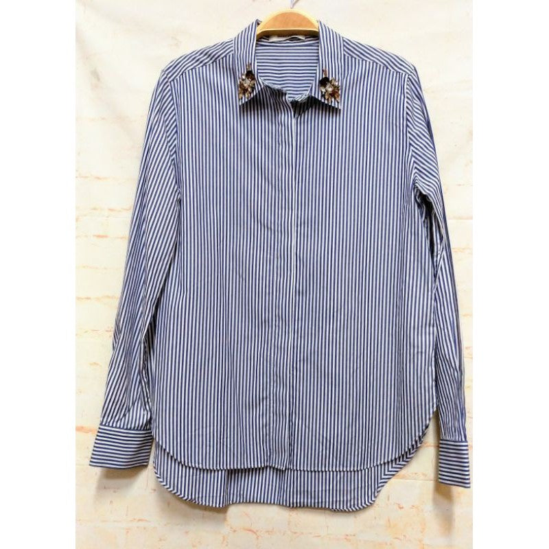 DIRECTOIRE 直條紋襯衫 衣領串珠設計