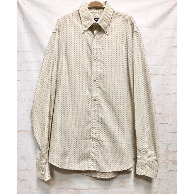 CERRUTI 米色 小方格圖案 長袖 襯衫 XL號