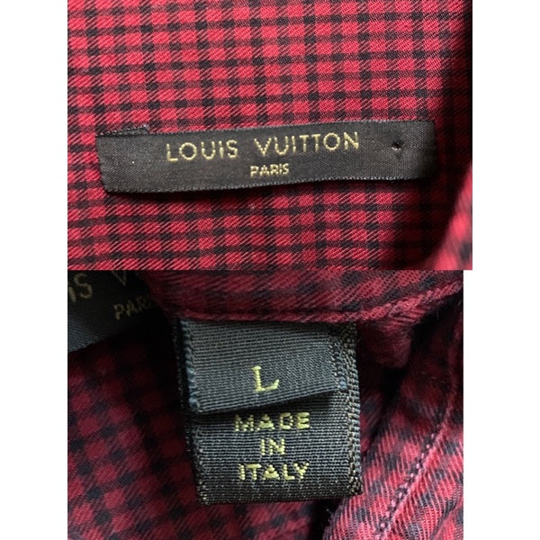LV LOUIS VUITTON 紅色格紋襯衫 L號 保證正品