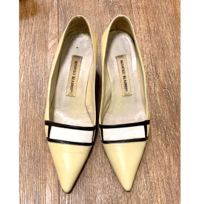 MANOLO BLAHNIK 37號 復古色塊高跟鞋 保證正品