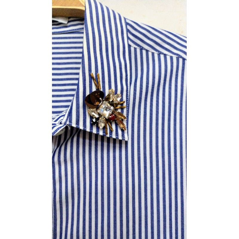 DIRECTOIRE 直條紋襯衫 衣領串珠設計