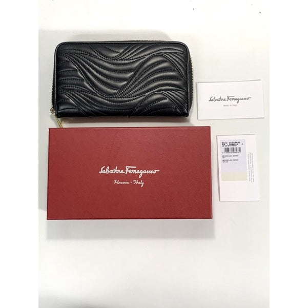 Salvatore Ferragamo 刺繡 真皮 長夾 保證真品