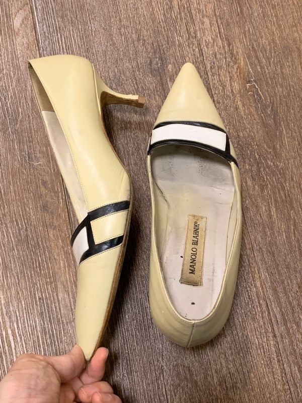 MANOLO BLAHNIK 37號 復古色塊高跟鞋 保證正品