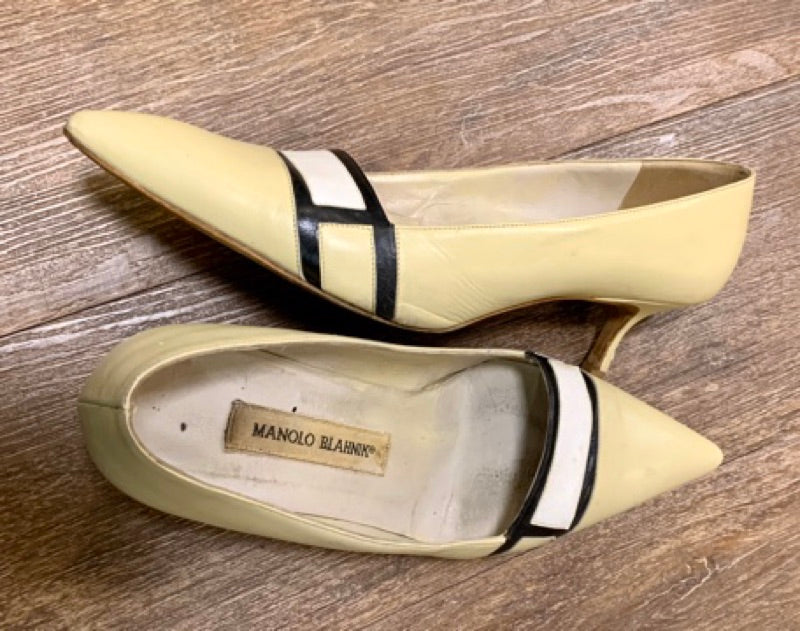 MANOLO BLAHNIK 37號 復古色塊高跟鞋 保證正品