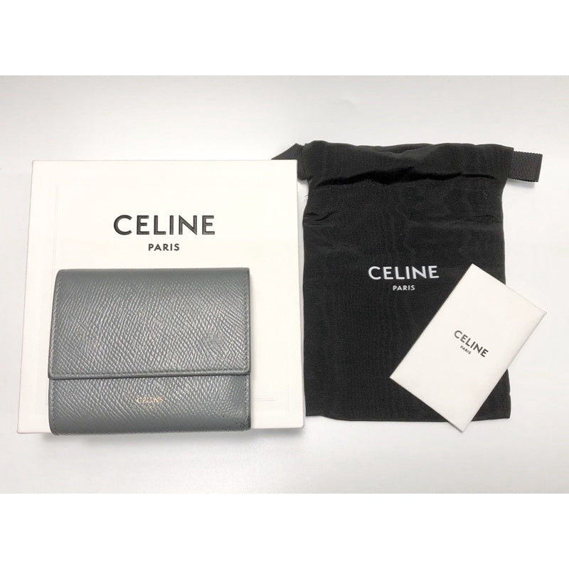 CELINE 灰藍色 三折短夾 多格層 有盒 防塵套 保證正品