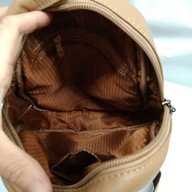 蛋形褐色真皮包 腰包