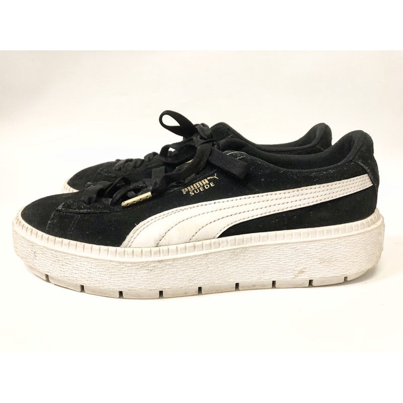 PUMA 黑色 麂皮 金標 運動休閒鞋 厚底 增高 潮流 25.5公分