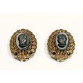 WESTERN GERMENY 西德 金色古董仕女浮雕 夾式耳環 w. Germany vintage