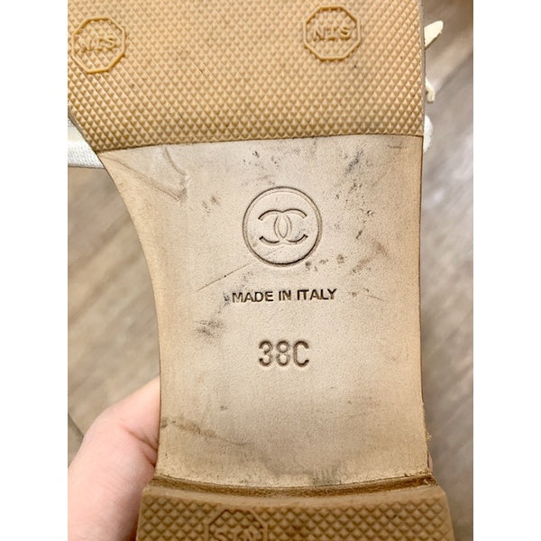 CHANEL 香奈兒 花瓣珍珠全白涼鞋 保證正品 38號