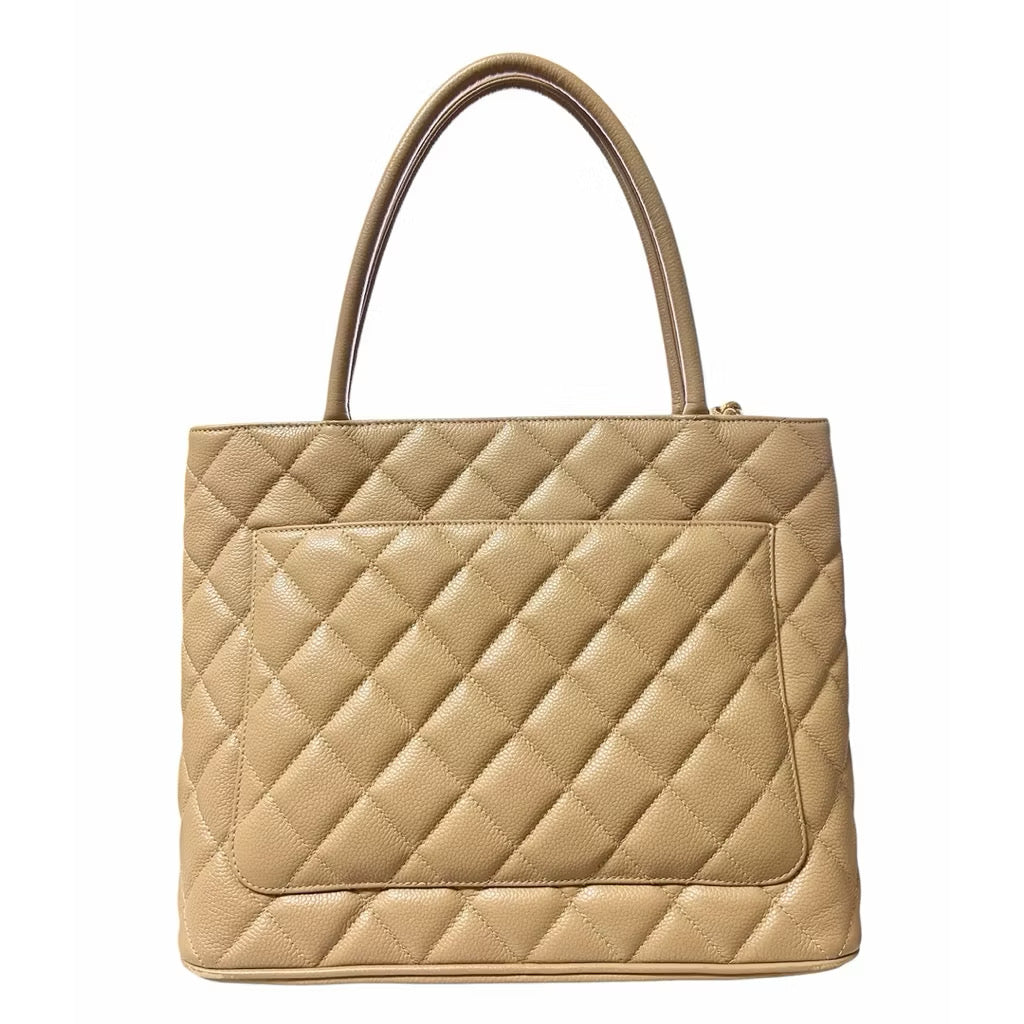CHANEL 杏色 荔枝紋 牛皮 金幣包 手提包 保證正品
