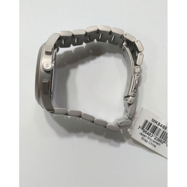 Michael kors 男三眼黑銀金屬錶帶腕錶 MK8469保證正品