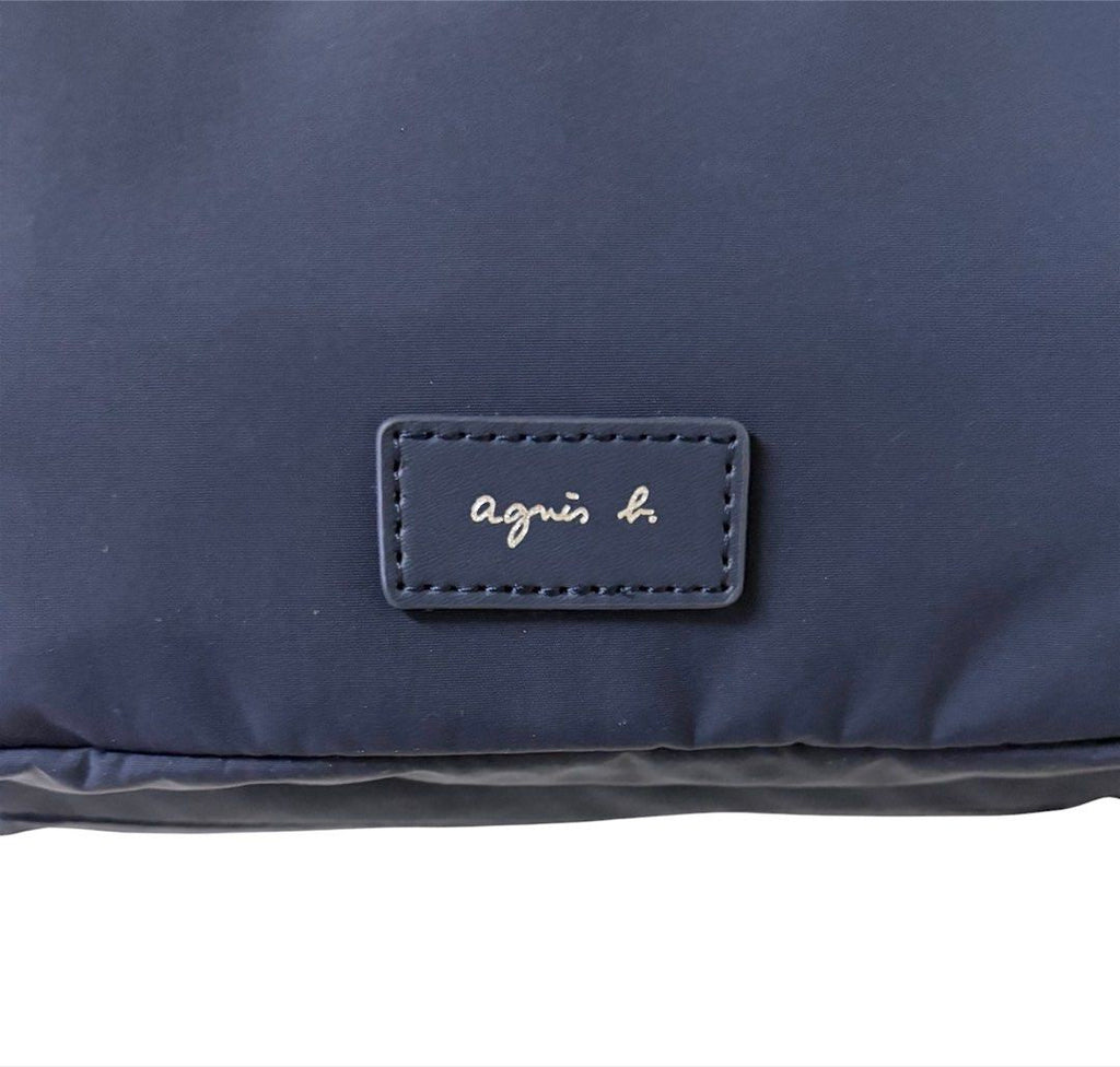 近新品❗️❗️❗️AGNES B. VOYAGE 深藍色 尼龍 LOGO 多口袋斜背包 保證正品