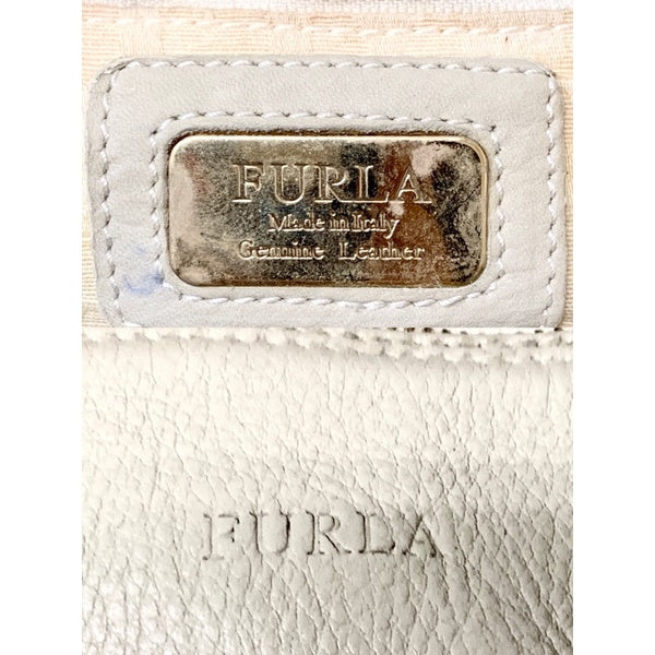 FURLA 全白金鍊 真皮包 保證正品