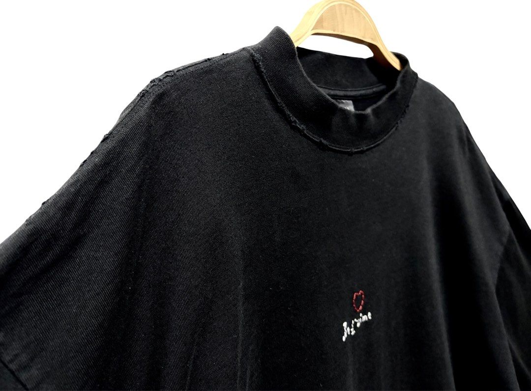 BALENCIAGA 黑色 刺繡 刷破 短袖 T恤 保證正品