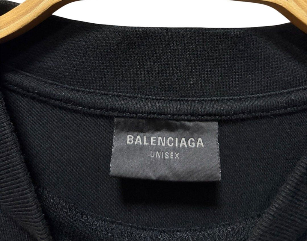 BALENCIAGA 黑色 刺繡 刷破 短袖 T恤 保證正品