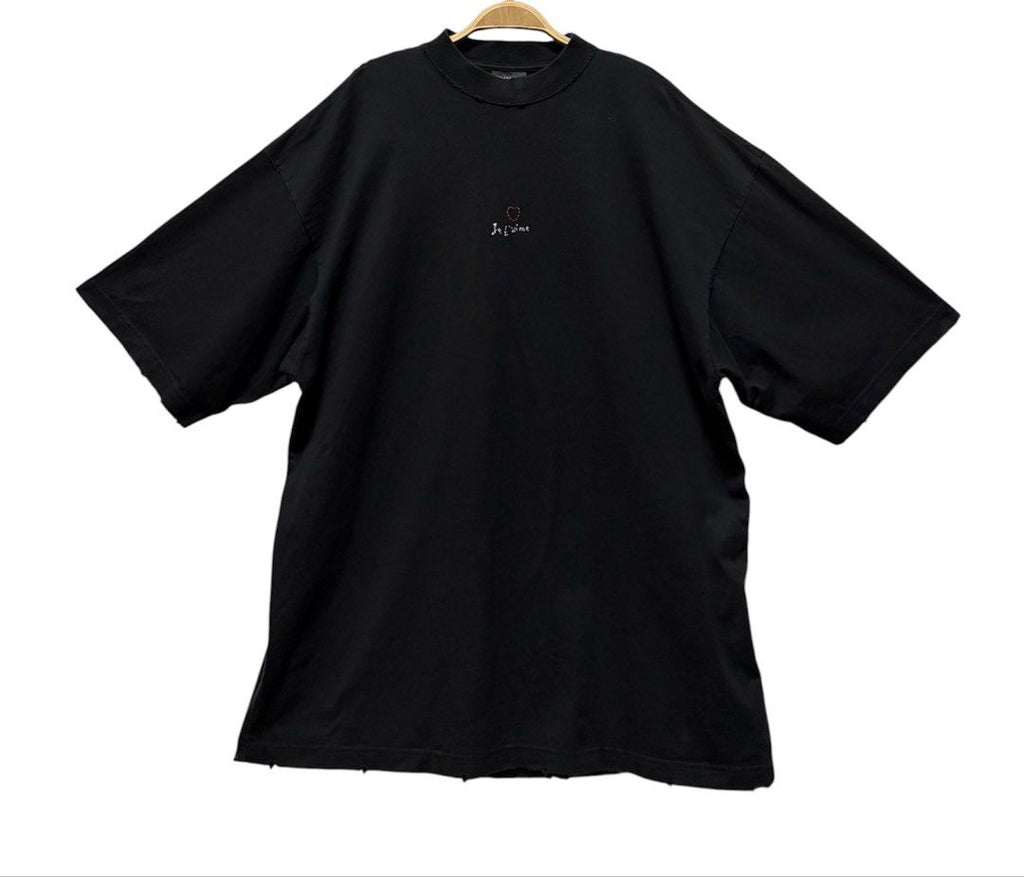 BALENCIAGA 黑色 刺繡 刷破 短袖 T恤 保證正品