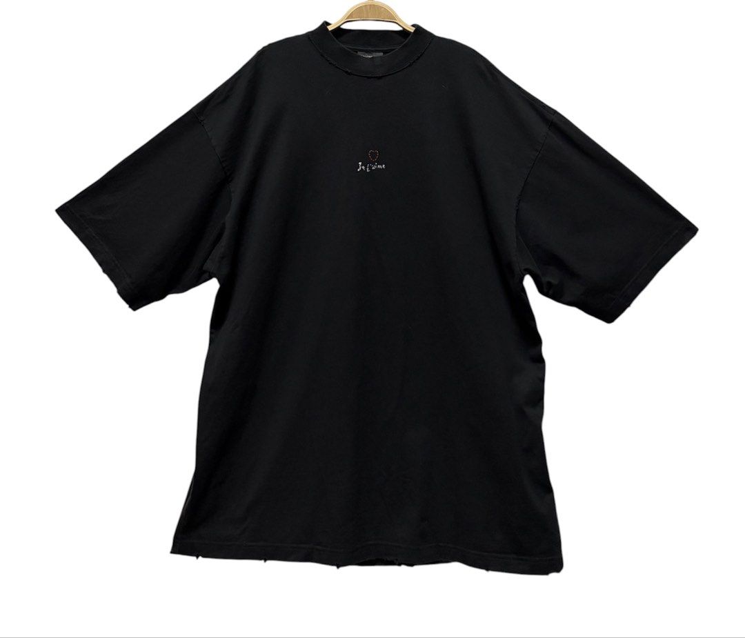 BALENCIAGA 黑色 刺繡 刷破 短袖 T恤 保證正品