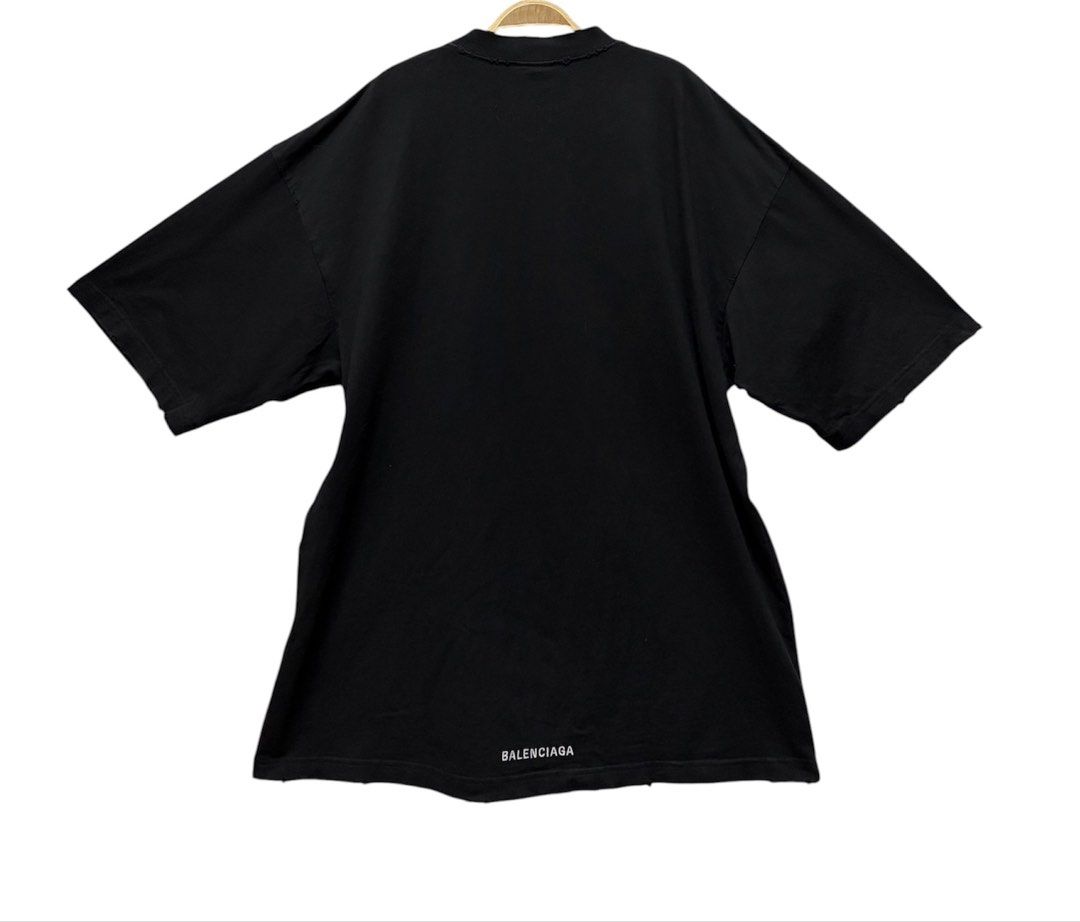 BALENCIAGA 黑色 刺繡 刷破 短袖 T恤 保證正品