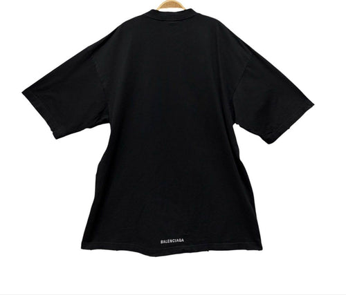 BALENCIAGA 黑色 刺繡 刷破 短袖 T恤 保證正品