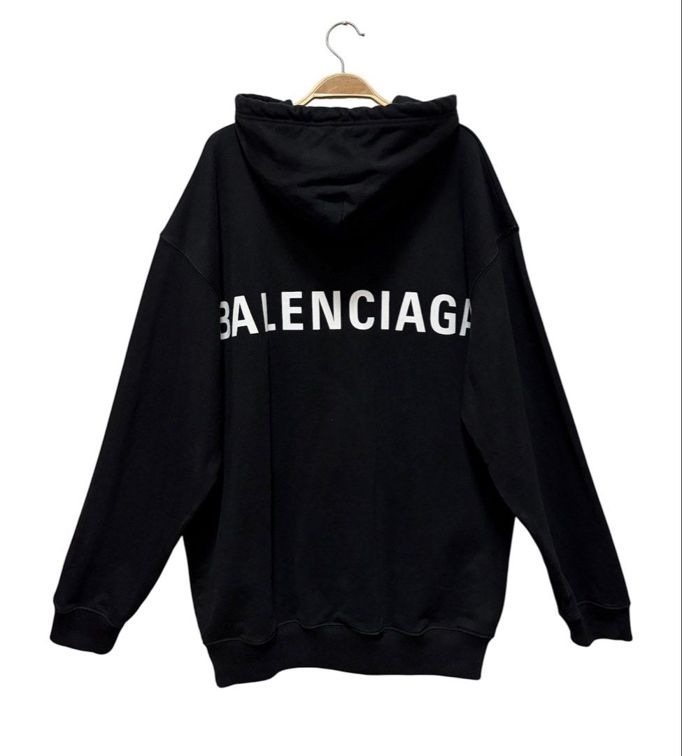 BALENCIAGA 巴黎世家 黑色 LOGO印花 帽T 保證正品
