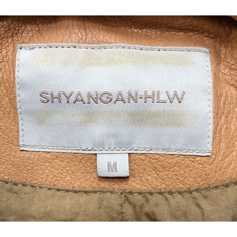 SHYANGAN-HLW 小羊皮 真皮 駝色 棕色 皮衣 皮革外套 袖子拼接造型 M號