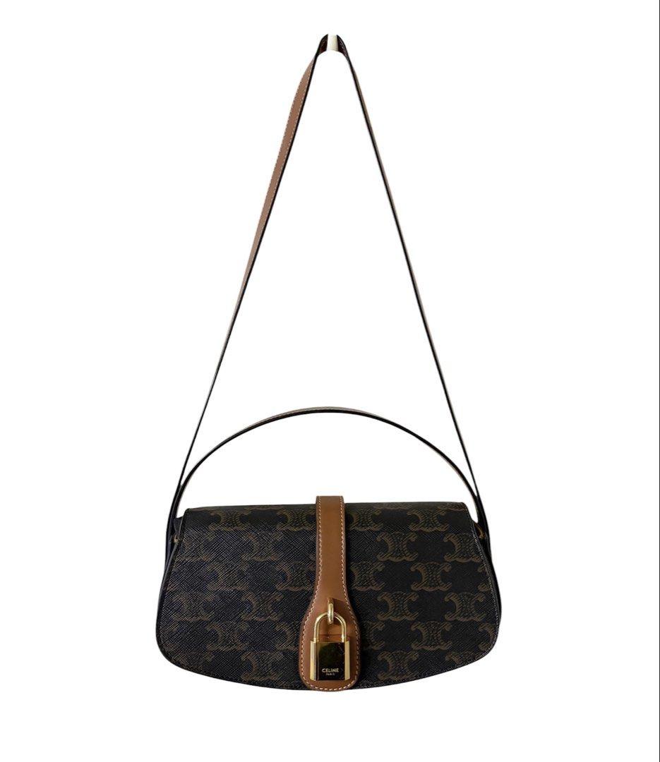CELINE TABOU TRIOMPHE 老花 鎖頭吊飾 小牛皮 翻蓋 手提 肩背包 保證正品