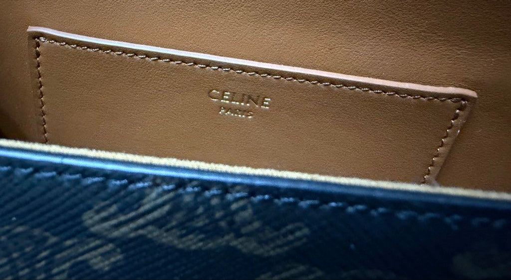 CELINE TABOU TRIOMPHE 老花 鎖頭吊飾 小牛皮 翻蓋 手提 肩背包 保證正品