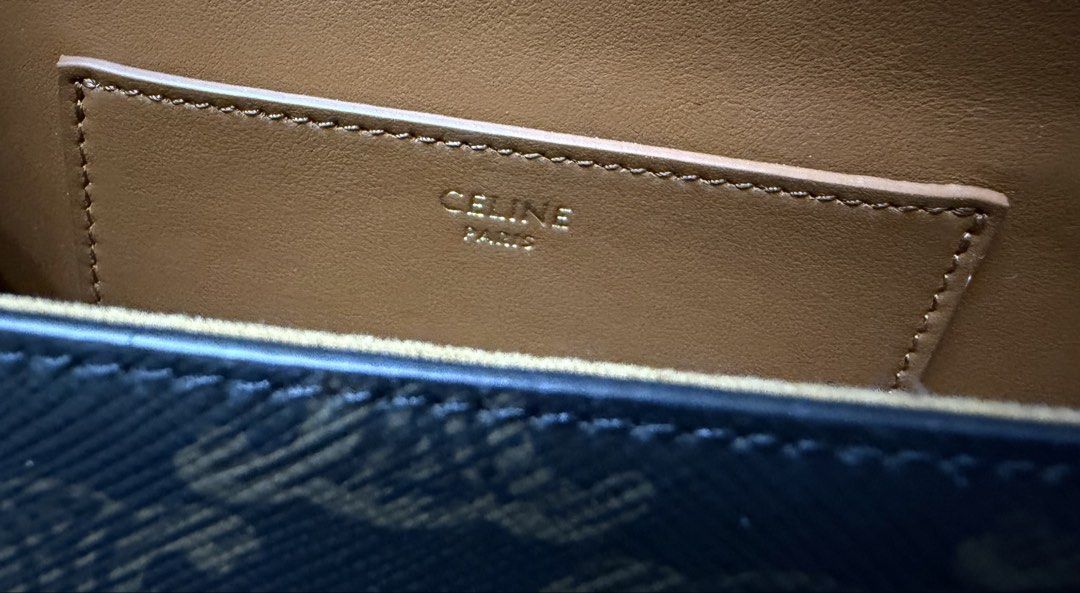 CELINE TABOU TRIOMPHE 老花 鎖頭吊飾 小牛皮 翻蓋 手提 肩背包 保證正品