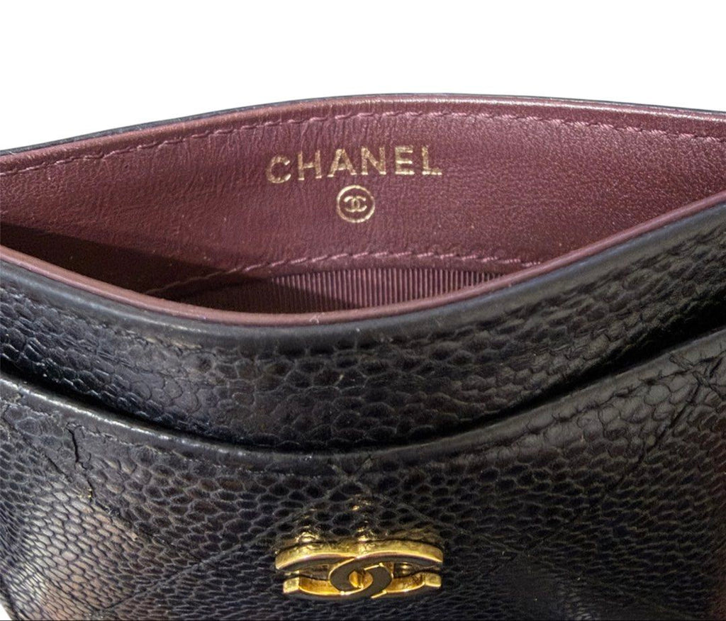 CHANEL 黑色 荔枝紋 卡夾 保證正品