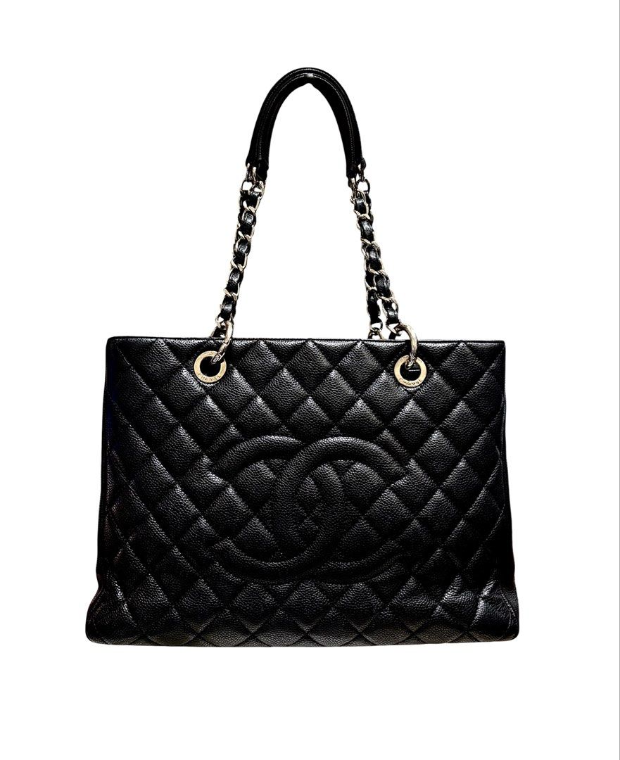 CHANEL GST 黑色 荔枝紋 牛皮 銀鏈 購物袋 無卡有雷標 保證正品