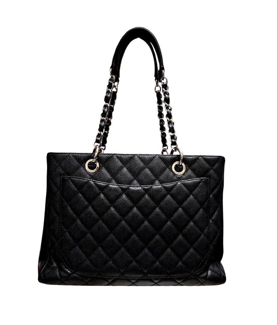 CHANEL GST 黑色 荔枝紋 牛皮 銀鏈 購物袋 無卡有雷標 保證正品