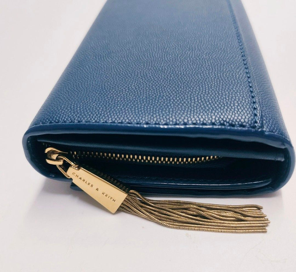 CHARLES &amp; KEITH 全新 深藍色 長夾 保證正品