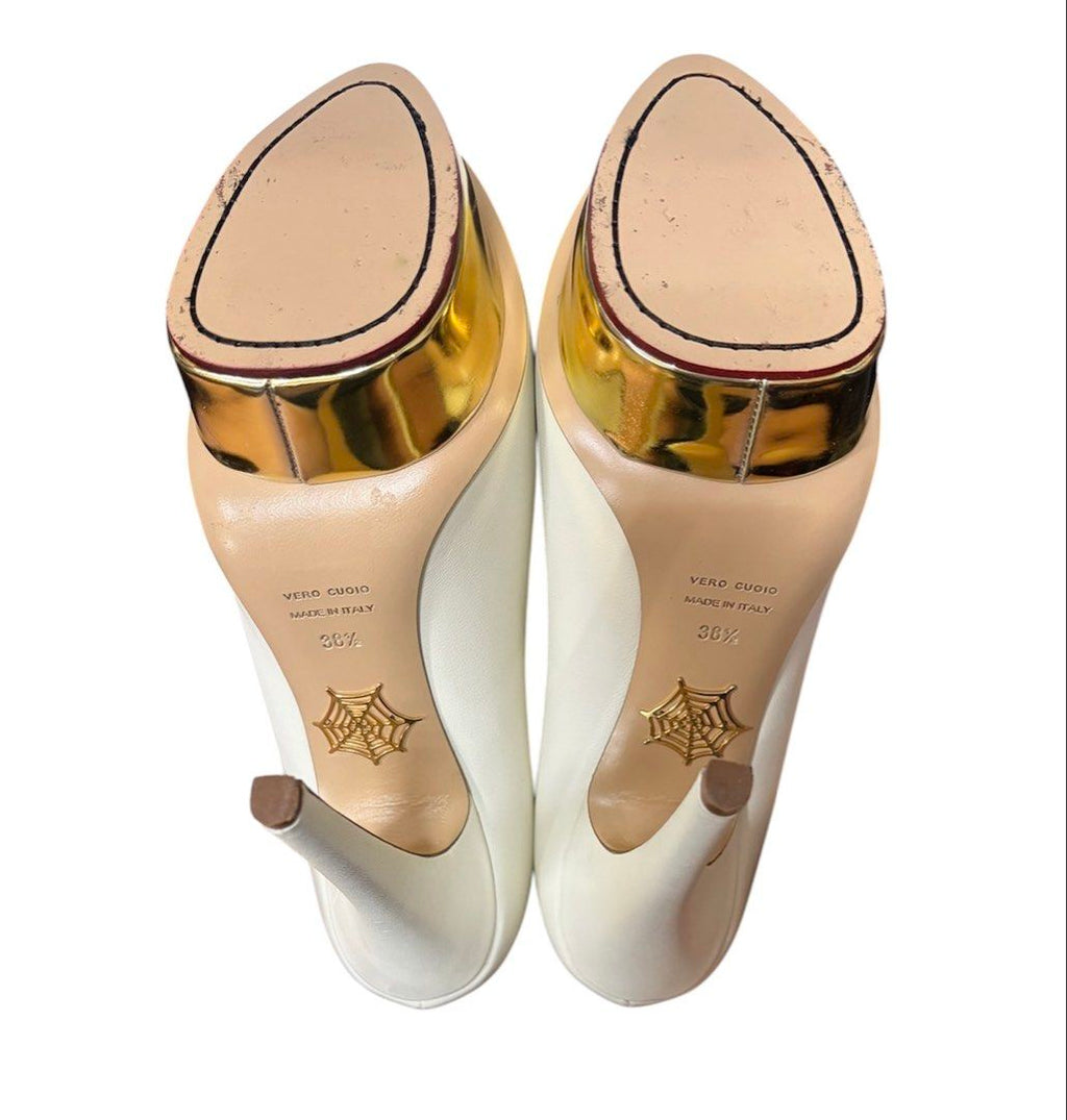 CHARLOTTE OLYMPIA 白色 真皮 包鞋 高跟鞋