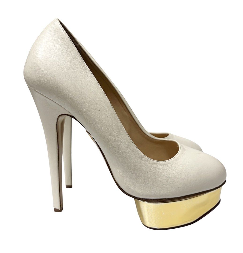 CHARLOTTE OLYMPIA 白色 真皮 包鞋 高跟鞋
