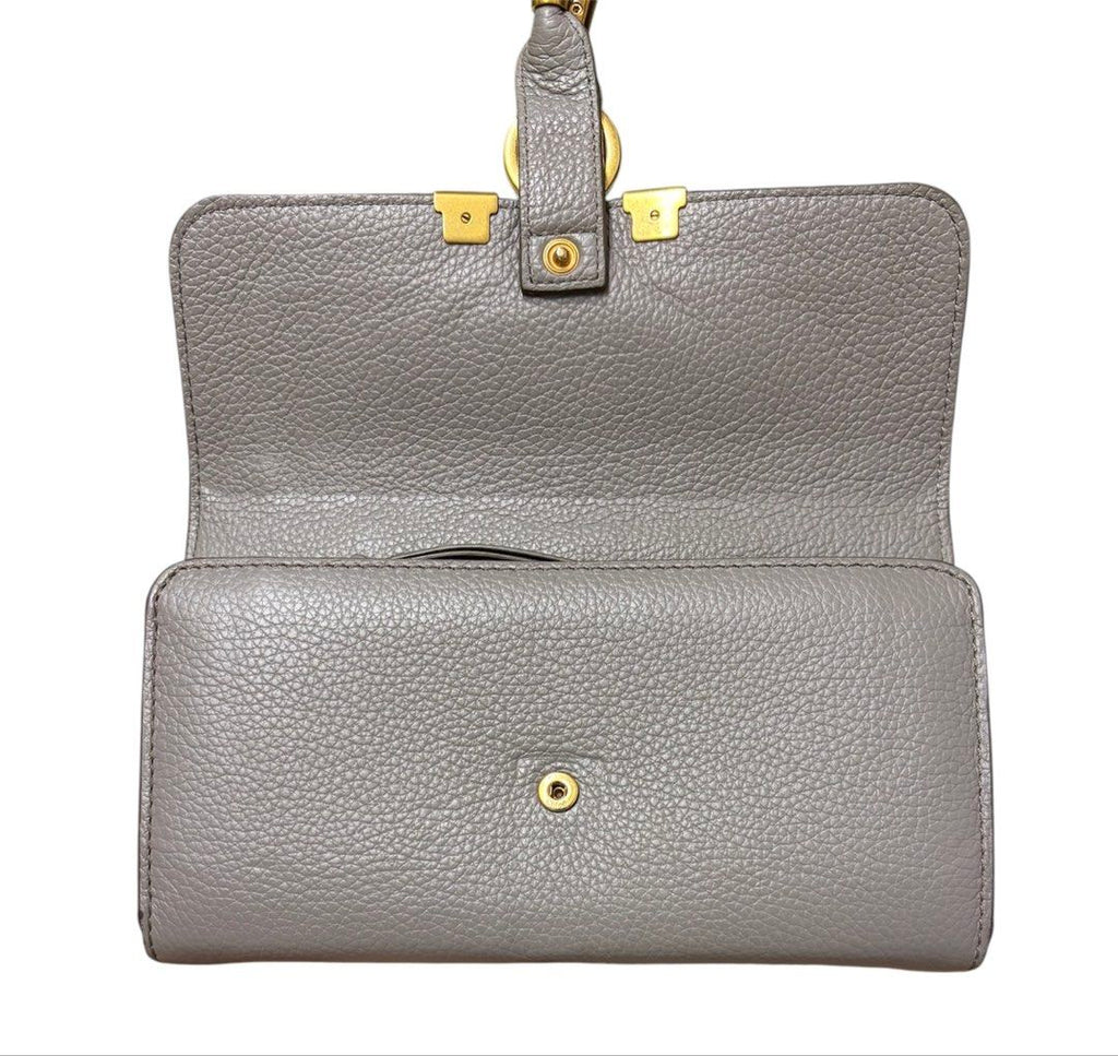 CHLOE 灰色 掀蓋 扣式 長夾 保證正品