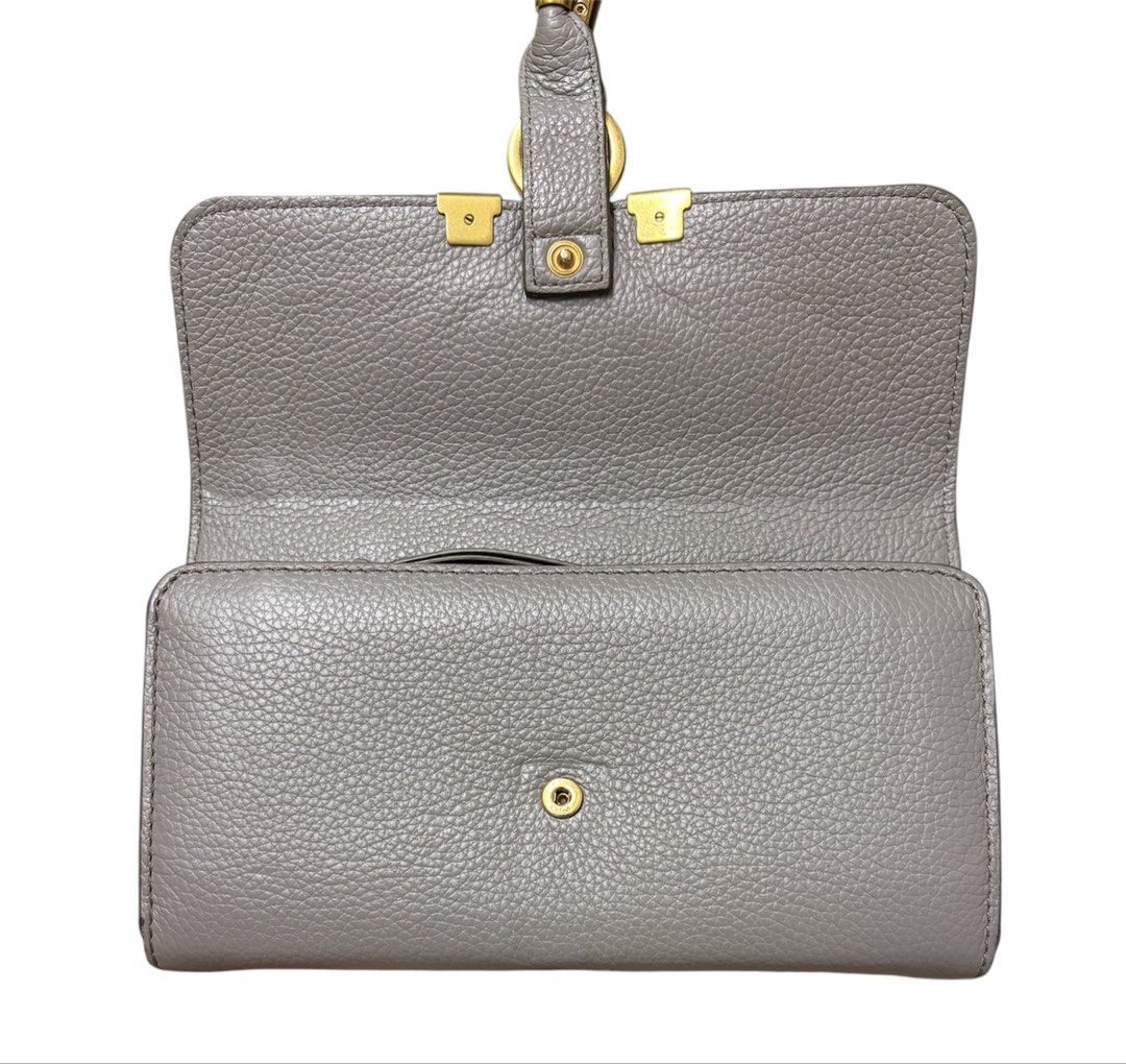 CHLOE 灰色 掀蓋 扣式 長夾 保證正品