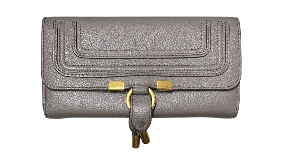 CHLOE 灰色 掀蓋 扣式 長夾 保證正品