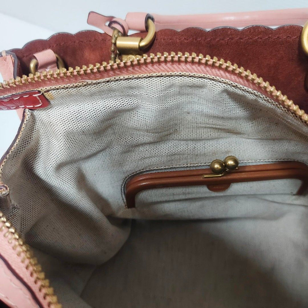 COACH 蔻馳 26890 花朵 真皮 大包 手提包 粉色 保證正品