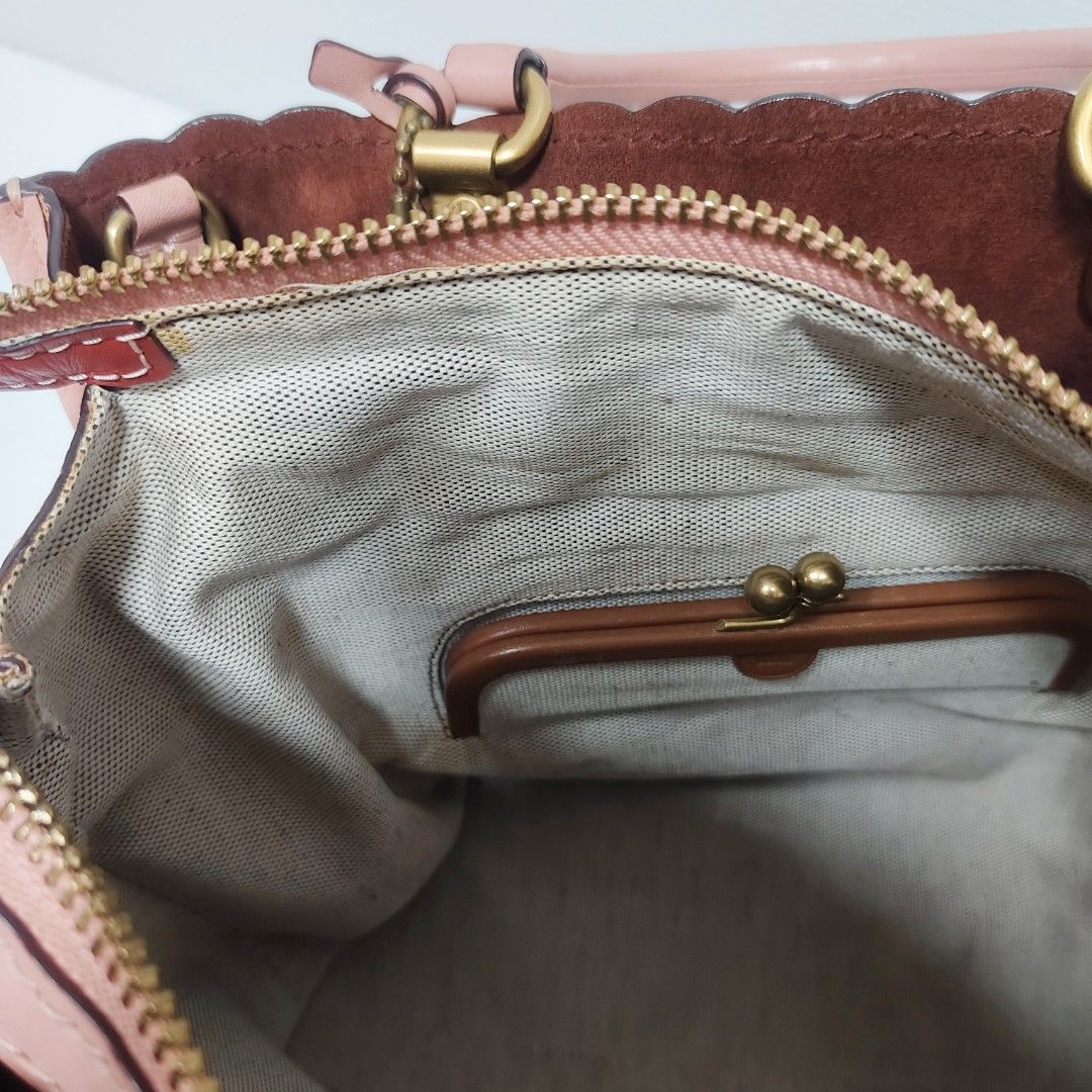 COACH 蔻馳 26890 花朵 真皮 大包 手提包 粉色 保證正品