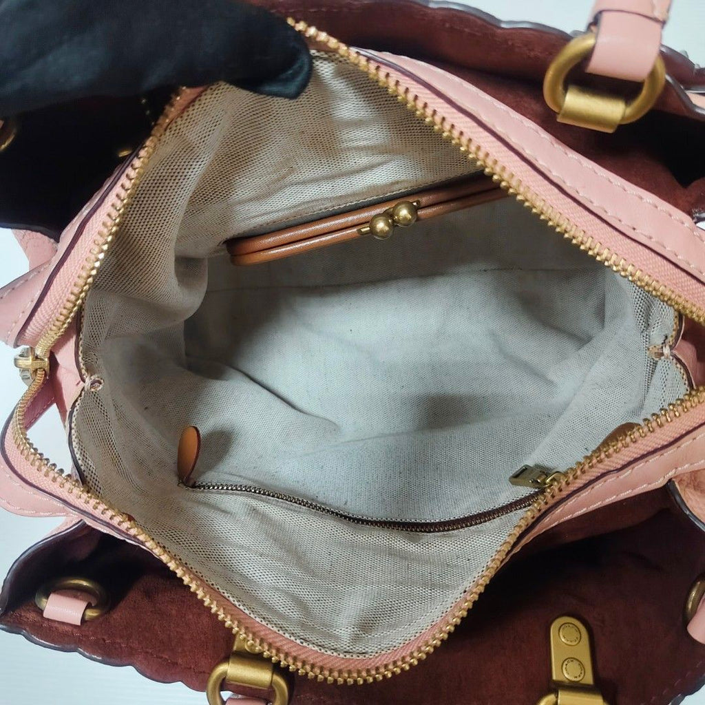 COACH 蔻馳 26890 花朵 真皮 大包 手提包 粉色 保證正品