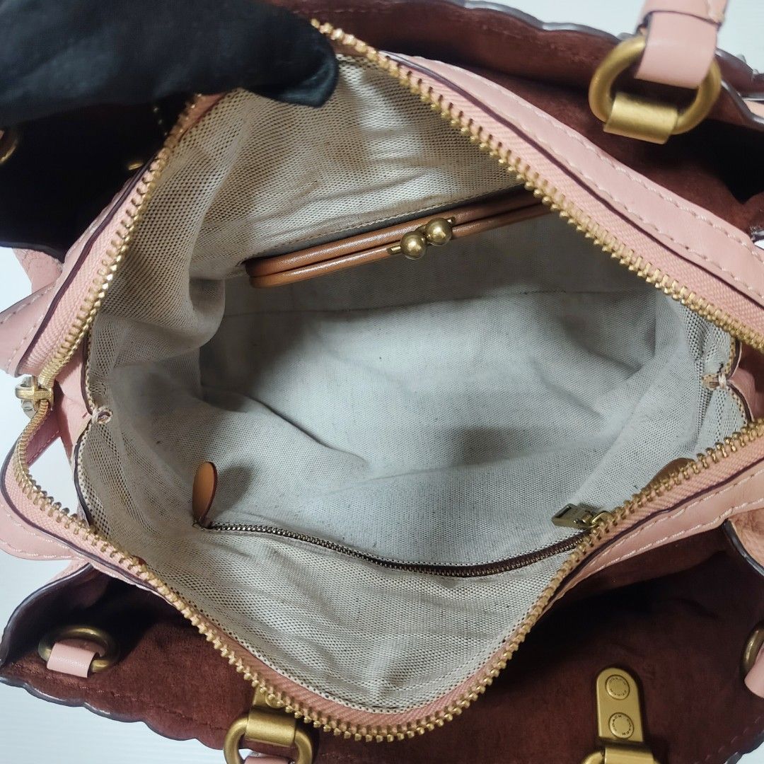 COACH 蔻馳 26890 花朵 真皮 大包 手提包 粉色 保證正品