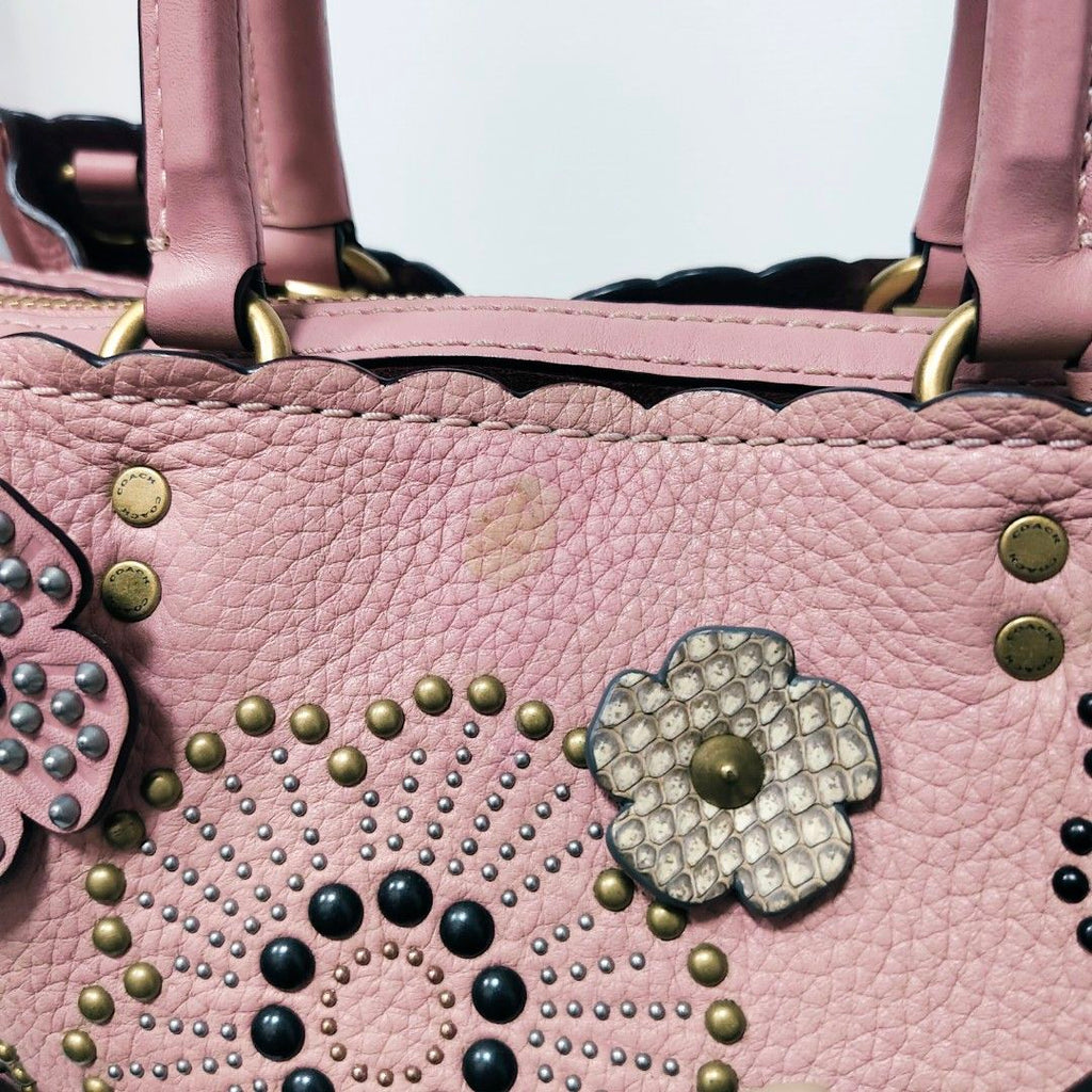 COACH 蔻馳 26890 花朵 真皮 大包 手提包 粉色 保證正品
