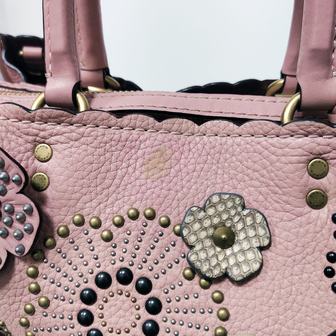 COACH 蔻馳 26890 花朵 真皮 大包 手提包 粉色 保證正品