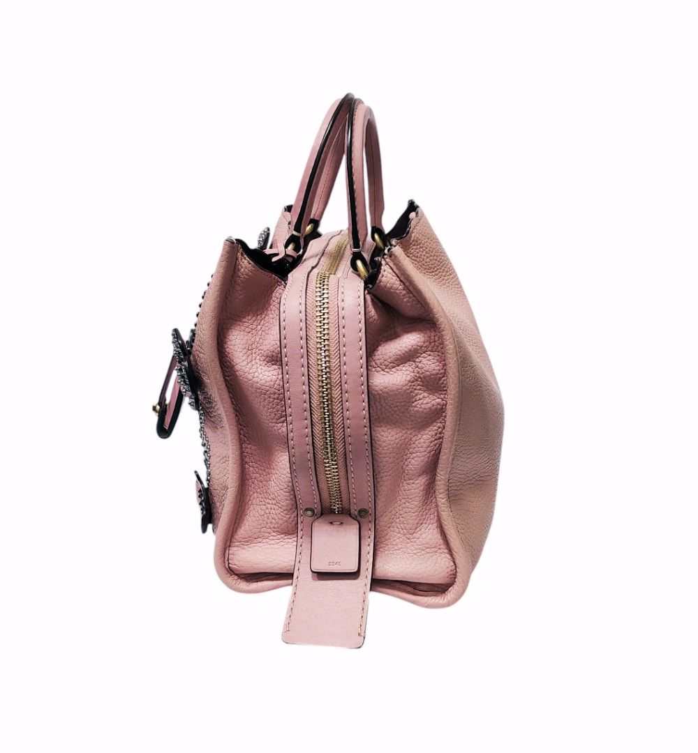 COACH 蔻馳 26890 花朵 真皮 大包 手提包 粉色 保證正品