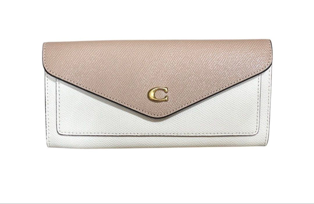 COACH 奶茶白 扣式 長夾 保證正品